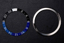 Load image into Gallery viewer, 41.5mm Bezel Bundle - Diver Ceramic Batman GMT Bezel Insert (Black & Blue - Type B) & 24-click Bi-directional Bezel