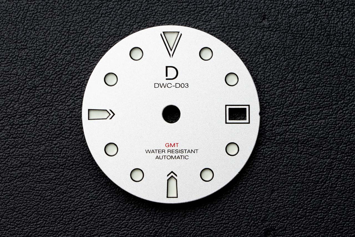 DWC GMT D03 White Sandwich Lume Dial for TMI NH34 (Fine silver