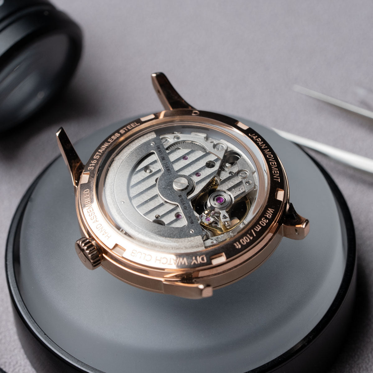 DIY Watchmaking Kit | 35mm Mosel - Black x Rose Gold Vintage Dress Watch w/  Miyota 82S0 or 8315