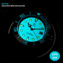 画像をギャラリービューアに読み込む, 42mm FULL LUME Dive Watch Kit | BGW9 and C3 Full Lume Dial (Sandwich) DWC-D03
