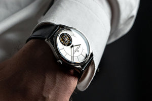 DWC Signature Master Tourbillon | Minimalist Tourbillon with Silver Sector Dial and Black Leather Strap