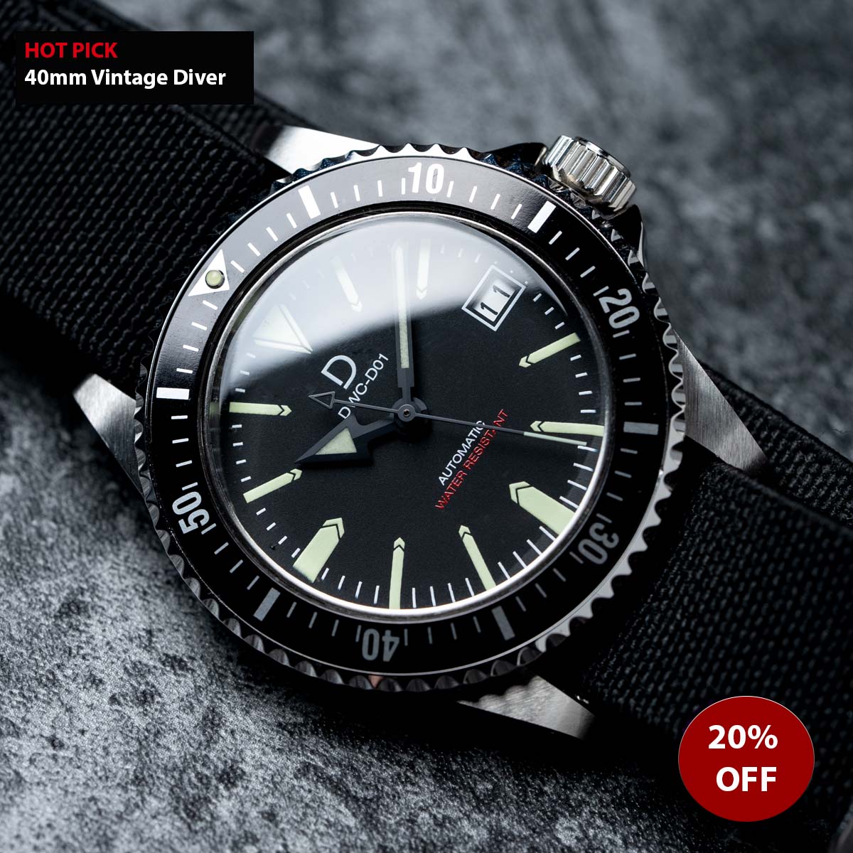 Dive watch 40mm deals