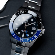 Load image into Gallery viewer, 42mm &quot;Batman&quot; Diver Dress GMT Watch Kit | NH34 GMT Dive Watch | Stainless Stain Bracelet | Ceramic Blue-Black GMT Bezel | DWC-D03 - diy watch club
