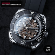 Load image into Gallery viewer, DIY Watchmaking Kit – 42mm Tonneau Dive Watch with NH70 Movement &amp; Crystal Dial | DWC-D02S