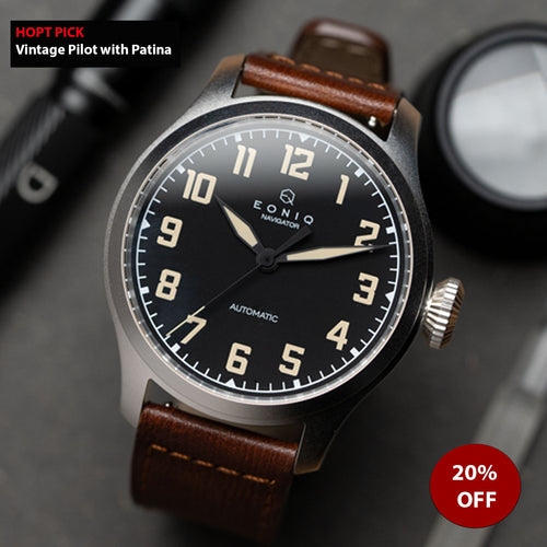  44mm Plated 925 Silver Big Pilot Watch | Vintage Pilot watch with Patina | Aging experience (Miyota 82S0) - diy watch club watchmaking kit 
