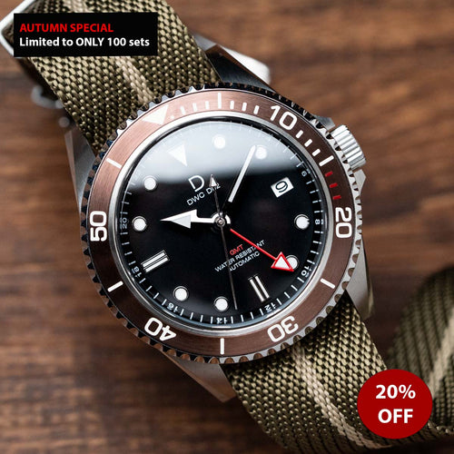 AUTUMN SPECIAL - GMT Diver with Nylon Strap  | Seiko NH34 Automatic GMT | DWC-D02