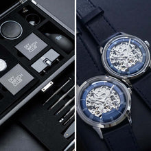 Load image into Gallery viewer, DIY Watch Gift for a couple watch experience. Blue Dial Skeleton vintage dress watch w/ Miyota 8N24 