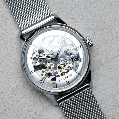 DIY腕錶組裝套裝 | 35mm Mosel系列 - 鏤空設計 銀色錶盤 正裝腕錶 w/ Miyota 8N24 