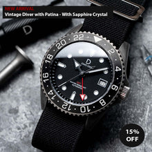 Load image into Gallery viewer, Plated 925 Silver GMT Dive Watch | Vintage Diver with Patina | Aging experience | Seiko NH34 - DIY WATCH CLUB 