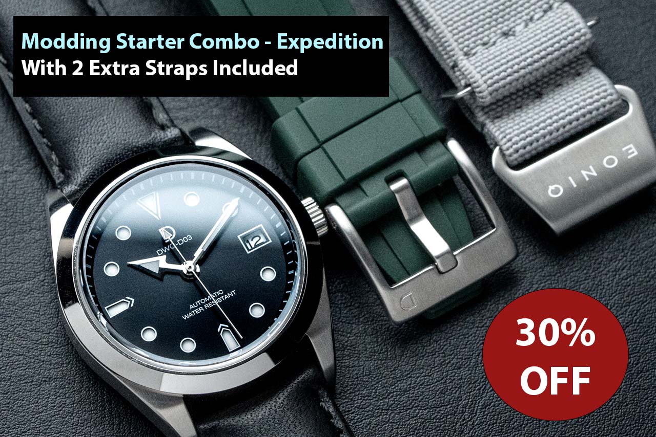 [Modding Starter Combo] DIY Watchmaking Kit | Expedition Watch With Date - 2 Extra Strap