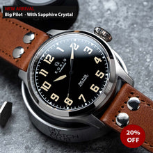 Load image into Gallery viewer, diy watch club x EONIQ  44mm Big Pilot Watch | Vintage Pilot watch with Faux-Patina lume | Miyota 82S0