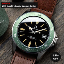 Load image into Gallery viewer, Vintage Dive Watch Aging Experience + DIY Watch Kit | Diver series (Green Bezel Insert) 