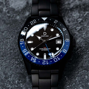 DIY Watchmaking Kit | PVD Black GMT BATMAN Dive Watch | Seiko Automatic GMT movement | DWC-D03 