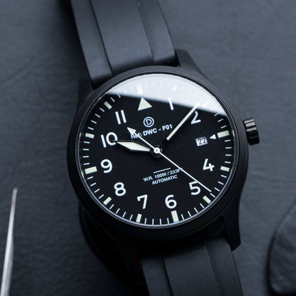 DIY Watchmaking Kit | PVD Black Pilot Watch with date | F01 (Standard Lume) 