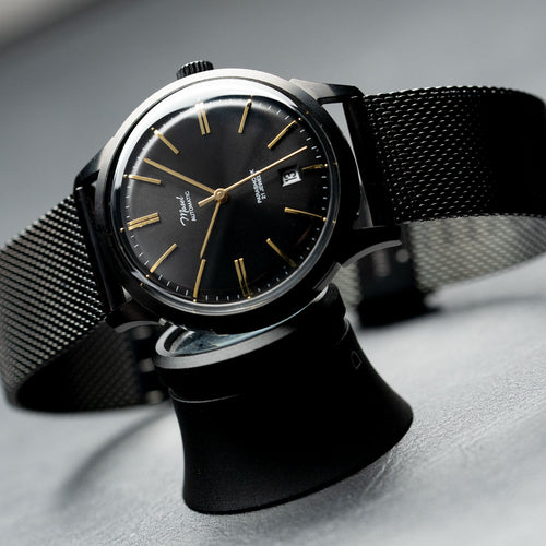 DIY Watchmaking Kit | 38.5mm Mosel with Date - Black Vintage Dress Watch w/ Miyota 8215 or 8315