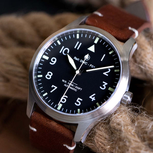 DIY Watchmaking Kit | Pilot Watch with Vintage Strap | F01 (82S0 or 8315 Miyota movement) 