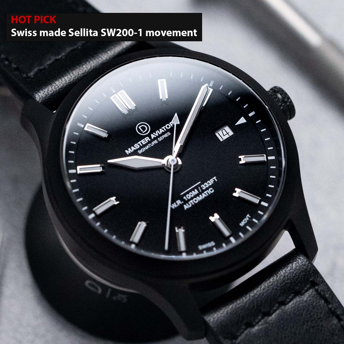 Swiss movement DIY Watch Kit | PVD Pilot Watch with Sellita SW200-1 |DWC x EONIQ Signature Master Aviator 