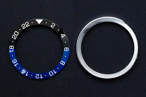 Bezel Bundle - Diver Ceramic Batman GMT Bezel Insert (Black & Blue - Type B) & Silver Bezel - diy watch club - seiko mod