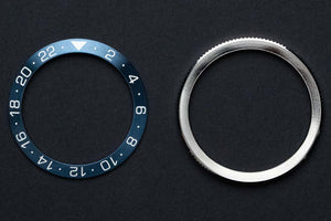 diy watch club - Bezel Bundle - Diver GMT Bezel Insert (Blue - Type B) & Silver Bezel (for watch modder) 
