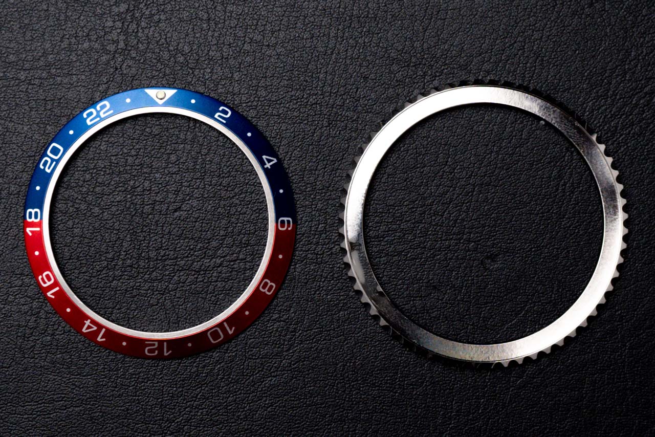 41.5mm Bezel Bundle Diver Pepsi GMT Bezel Insert Blue Red Type B Silver Bezel