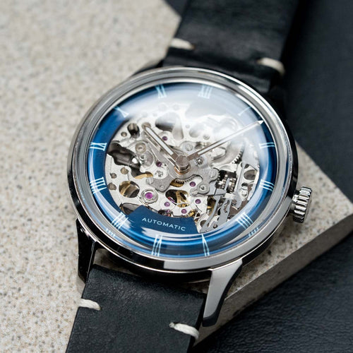 DIY腕錶組裝套裝 | 35mm Mosel 系列 - 鏤空設計藍色錶盤 正裝腕錶 w/ Miyota 8N24