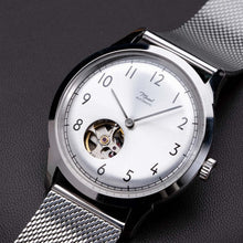 Load image into Gallery viewer, DIY Watchmaking Kit | 38.5mm Mosel - Silver open heart vintage dress watch w/ Miyota 82S0