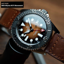 Load image into Gallery viewer, 42mm Miyota 9075 GMT dive watch kit  | MAXI GMT (Signature) Brown Fumé Lacquer dial