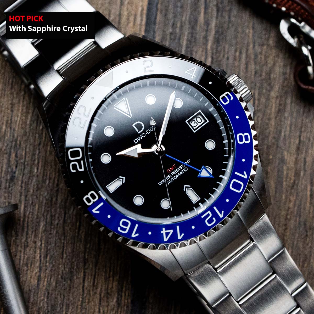 42mm Batman Diver Dress GMT Watch Kit NH34 GMT Dive Watch Stainless Stain Bracelet Ceramic Blue Black GMT Bezel DWC D03