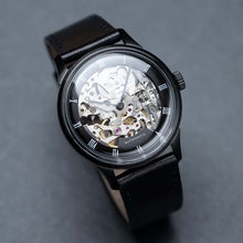 Load image into Gallery viewer, DIY Watchmaking Kit | 35mm Black Mosel series - Brunette Dial Skeleton dress watch w/ Miyota 8N24
