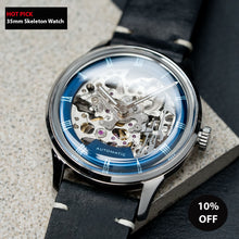 Load image into Gallery viewer, DIY Watchmaking Kit | 35mm Mosel series - Blue Dial Skeleton dress watch w/ Miyota 8N24