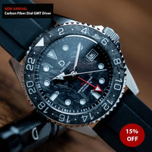 Load image into Gallery viewer, NEW ARRIVAL - 42mm GMT Dive Watchmaking Kit with Forge Carbon Fiber Dial &amp; Bezel Insert | Seiko NH34
