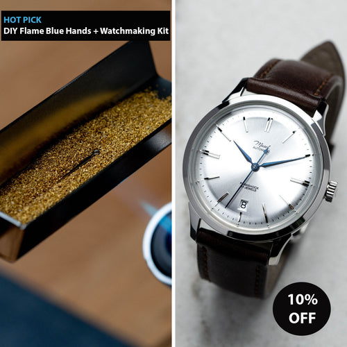 DIY Flame Blue Hands + Watchmaking Kit | 38.5mm Mosel Series Edition - diy watch club 
