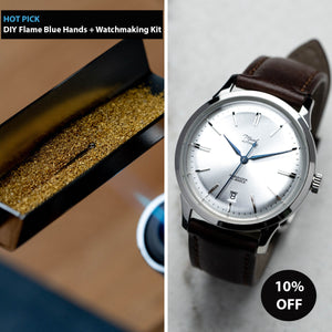 DIY Flame Blue Hands + Watchmaking Kit | 38.5mm Mosel Series Edition - diy watch club 
