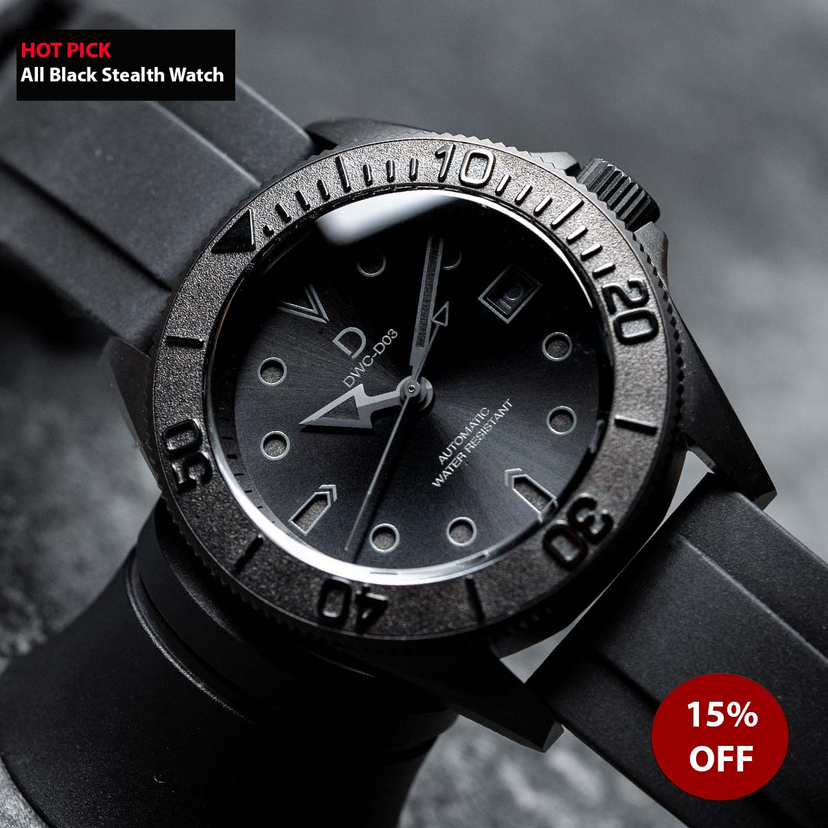 All black dive watch sales
