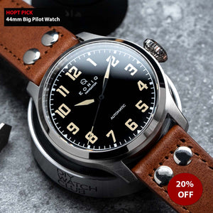 Advanced level 44mm Big Pilot Watch Vintage Pilot watch with Fau DIYWATCH Club