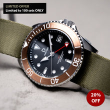 画像をギャラリービューアに読み込む, AUTUMN SPECIAL - GMT Diver with Nylon Strap  | Seiko NH34 Automatic GMT | DWC-D02