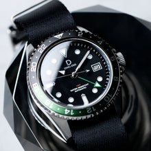 画像をギャラリービューアに読み込む, DIY Watch Kit | 42mm GMT Sprite Dive Watch | Seiko GMT movement | Aluminum-Steel Hybrid Green &amp; Black GMT Bezel | DWC-D03

