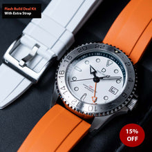Load image into Gallery viewer, Flash Build Deal Kit With Extra Strap | 42mm GMT Dive Watch | Seiko NH34 Automatic GMT | 24hr Silver Bezel (Stainless Steel) | DWC-D03