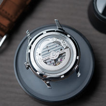 Load image into Gallery viewer, DIY Watchmaking Kit | 38.5mm Mosel (2025) series - Blue Skeleton Crystal Dial dress watch w/ Miyota 82S0 &amp; Brown Strap