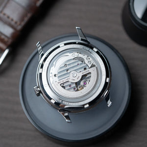DIY Watchmaking Kit | 38.5mm Mosel series - Blue Skeleton Crystal Dial dress watch w/ Miyota 82S0 - case back 
