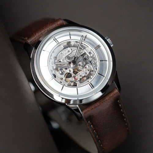 DIY Watchmaking Kit | 38.5mm Mosel (2025) series - Silver Skeleton Crystal Dial dress watch w/ Miyota 82S0