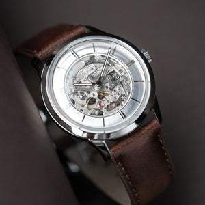 DIY Watchmaking Kit | 38.5mm Mosel (2025) series - Silver Skeleton Crystal Dial dress watch w/ Miyota 82S0