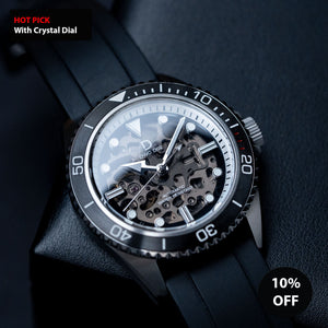 DIY Watchmaking Kit | 42mm NH70 Dive Watch With Crystal Dial | DWC-D02S