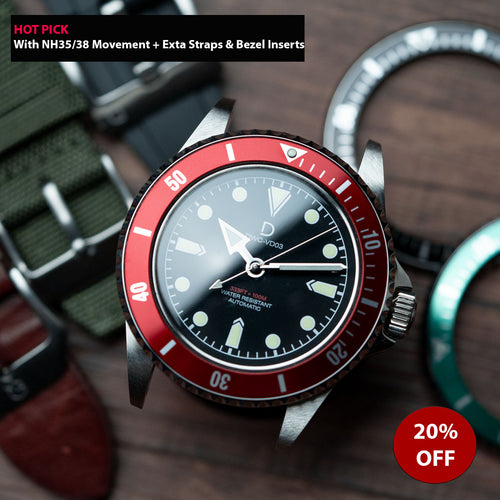 [Modding Combo] DIY Kit Bundle | 40mm Vintage Diver With 2 Extra Straps, Bezels and Bezel inserts | Seiko NH35 / NH38