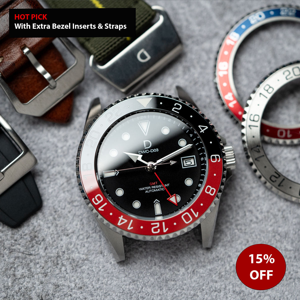 Modding_Starter_Combo_DIY_Kit_Bundle_42mm_Dive_GMT_Coke_Pepsi_and_Silver_steel_Bezel_Seiko_Automatic_GMT_movement_DWC-D03