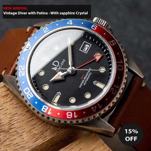 Plated 925 Silver 42mm PEPSI GMT Dive Watch kit | Vintage Diver with Patina | Aging experience | Seiko NH34