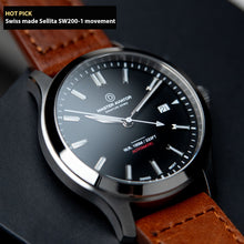 画像をギャラリービューアに読み込む, Swiss movement DIY Watch Kit | Pilot Watch with Sellita SW200-1 and brown leather straps |DWC x EONIQ Signature Master Aviator
