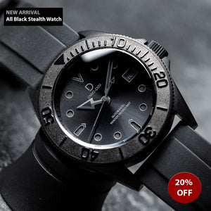 NEW ARRIVAL - 42mm ALL BLACK Stealth dive watch kit  | D03 Sandwich Dial with Black lume 