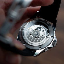 Load image into Gallery viewer, 40mm Vintage Diver Watchmaking Kit – Sapphire Crystal, Crystal Skeleton Dial &amp; CTS Deployant FKM Strap (TMI NH70) - case back
