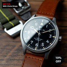Load image into Gallery viewer, [Modding Starter Combo] DIY Watchmaking Kit | 40mm Pilot Watch with Sapphire Crystal &amp; 2 Extra Strap (82S0 or 8315 Miyota movement)